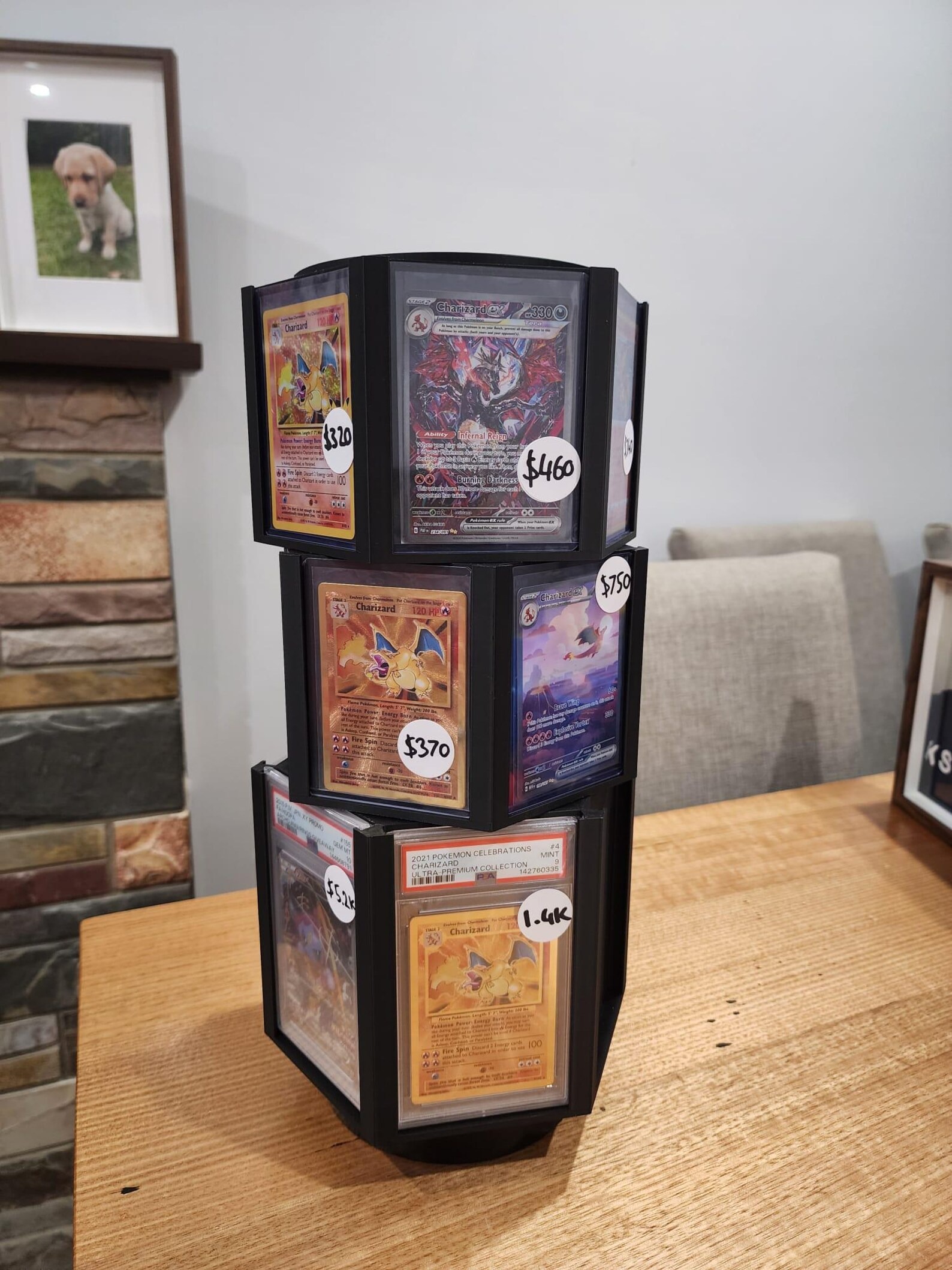 A Rotatr loaded with graded Charizard cards